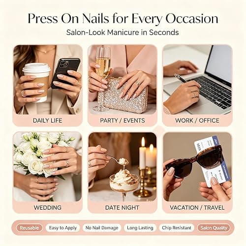 Slayoung Polka Dot Press on Nails Summer Fake Nails Medium Almond Nails Press ons with 3D Blueberry Designs Acrylic Reusable Yellow French Tips False Nails Full Cover Stick on Nails for Women 24 Pcs thumbnail 6