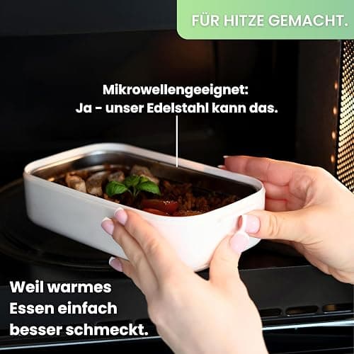 FRADABOX® Bento Lunchbox „Taylor“, 2 Etagen mit Fächern, Premium Edelstahl, BPA-freie Brotdose mit Besteck ideal für unterwegs, Meal Prep Bento Box für Erwachsene auslaufsicher und mikrowellengeeignet thumbnail 6