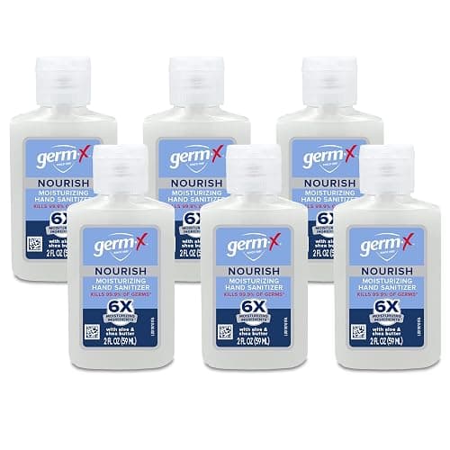 Germ-X Nourish Hand Sanitizer, 2 Fl Oz (Pack of 6), 2-in-1 Moisturizing and Sanitizing Formula with Shea Butter, Vitamin E & Aloe, Non-Greasy, Mini Travel Size for On-The-Go, Fresh Scent - Image 1