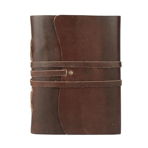 KomalC Dark Tan Leather Journal 7x5 | Handmade Vintage Notebook with Unlined Pages | Rustic Cotton Paper | Antique-Style Travel Diary & Sketchbook for Men & Women thumbnail 2