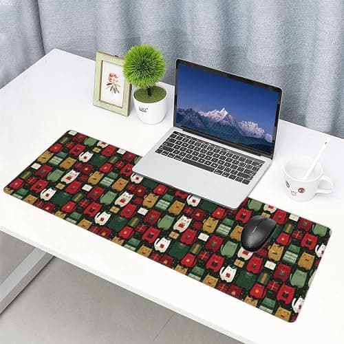Fuzquwu Different Cats Christmas (2) for Extended Mouse Pad 12" X 31.5" Large Desk Mat Non-Slip Rubber Base with Stitched Edges for Keyboard and Mouse thumbnail 3