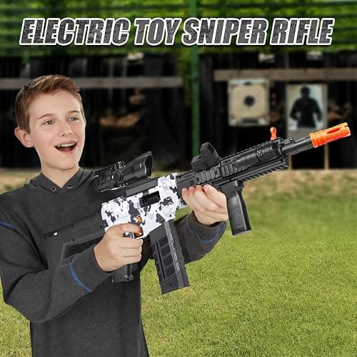 Realistic Sniper Rifle Toy Guns for Nerf Guns Bullets, Electric Foam Blaster Toy Set with Scope, 120 Soft Darts and 3 Magazines, Kids Semi Automatic Machine Toy Gun for Boys 8-12 Old thumbnail 2