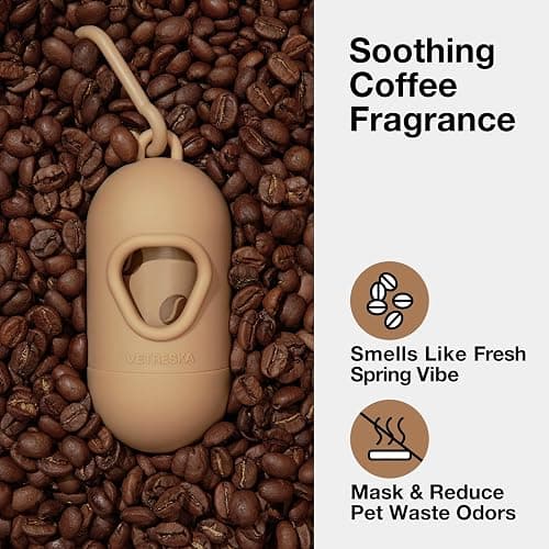 VETRESKA Dog Poop Bags Dispenser with Coffee Scented Waste Bags, Leak Proof | Extra Thick & Strong, 1 Holder and 105 Count Pet Poop Bags (7 Refill Rolls) for Dogs and Cats thumbnail 6