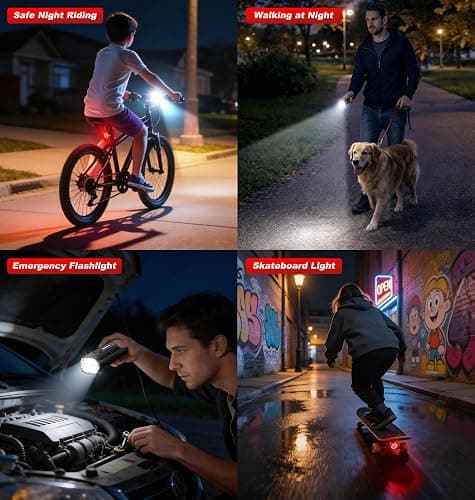 Ascher 1000 Lumens Super Bright Bike Lights for Night Riding, Type-C USB Rechargeable Bike Light Front and Back, 4 Light Modes, Waterproof Bicycle Headlight & Rear Taillight for Road Commuter Cycling thumbnail 9