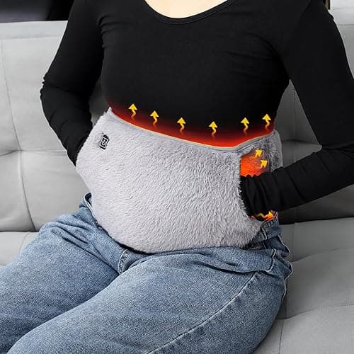 USB Powered Heating Waist Belt, Heating Pad with Hand Pockets, Electric Heated Waist Belt for Period Cramps Body Joints Pain, Three - Level Temperature Control, Grey thumbnail 9