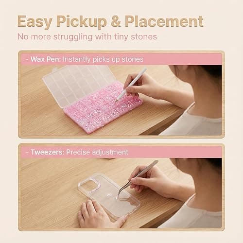 36000Pcs Pink Rhinestones for Bedazzling, Gems Diamond Crystal Bedazzler Kit, Light Baby Pink ab Resin Flatback Rhine Stone Jewels Bedazzle Bling for Crafting Clothing Tumblers Shirts B7000 Glue 2-6MM thumbnail 5