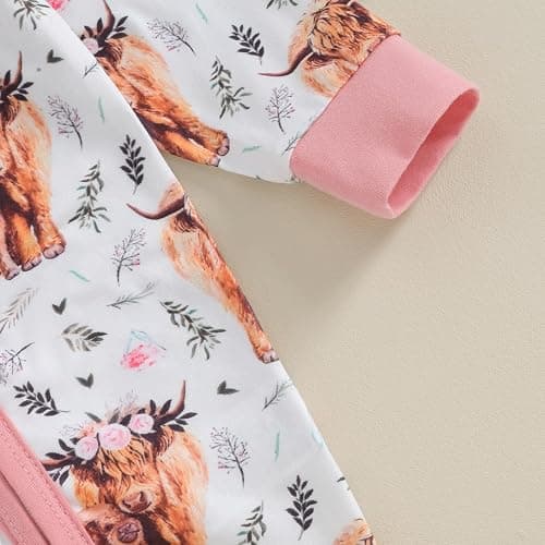 Karwuiio Baby Boy Girl Western Clothes Cow Print Long Sleeve Romper Jumpsuit One Piece Newborn Fall Winter Outfit thumbnail 3