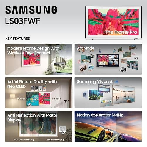 Samsung 65-Inch Class The Frame Pro LS03FW 4K Neo QLED Mini LED Smart TV (2025 Model) Slim Fit Wall Mount, Modern Frame Design, Wireless One Connect, NQ4 AI Gen3 Processor, Art Mode, Alexa Built-in thumbnail 4
