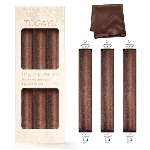 Togayu Heatless Curls Overnight Hair Care Set - Jumbo Velvet Hair Curlers | No Heat Hair Rollers for Women, Comfortable Sleep-In Hair Rollers with Satin Scarf, No Heat Damage Curling Rods for All Hair - Image 1