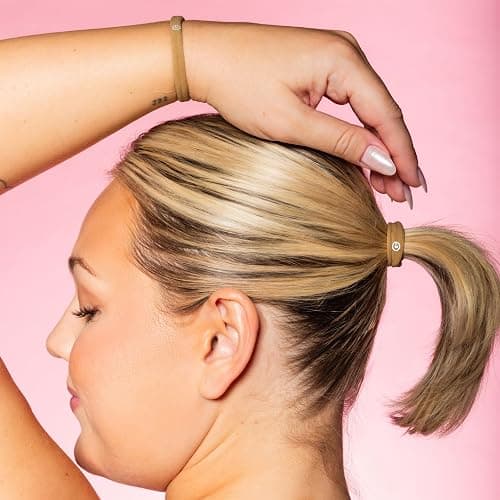 Gimme Beauty Fine Hair Elastic Bands - Slim-Fit Elastic Ties for Fine, Brittle, or Bleached Hair - No-Dent, Gentle-Grip Ponytail Holders for All-Day Comfort - 12 Pack, Dark Blonde thumbnail 5