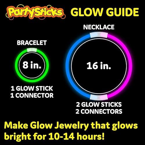 PartySticks Glow Sticks Party Supplies 100pk - 8 Inch Glow in the Dark Light Up Sticks Party Favors, Glow Party Decorations, Neon Party Glow Necklaces and Glow Bracelets with Connectors thumbnail 4