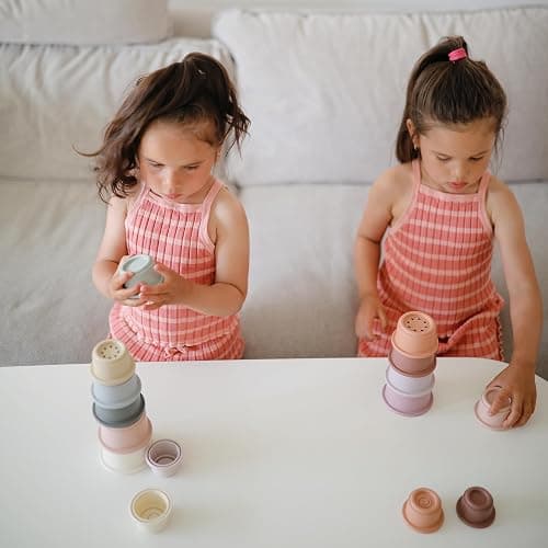 mushie Stacking Cups Toy 8pcs | Made in Denmark (Petal) thumbnail 6