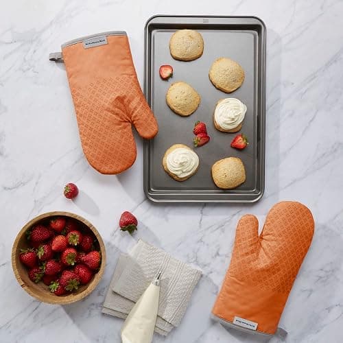 KitchenAid Asteroid Oven Mitt Set, 7"x12.5", Honey Orange, 2 Piece thumbnail 2