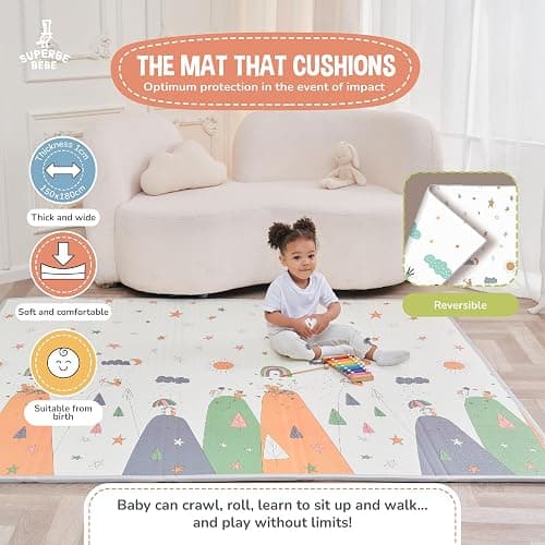 Krabbelmatte Baby Faltbar Spielmatte Kinder Spieldecke 150x180x1cm Krabbeldecke Für Baby - Babymatte Kindermatte - Schaumstoffmatte Kinderteppich- Spielteppich - Bodenmatte Kinder - Babygeschenk thumbnail 3