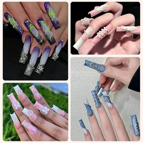 AKA Unicorn Square Gel Nail Tips, 240Pcs Pre-Shaped Full Cover Clear False Nail Tips for Nail Extensions, Long Square Nails Clear Press On Nails for Salon & Home DIY 12 Sizes thumbnail 5
