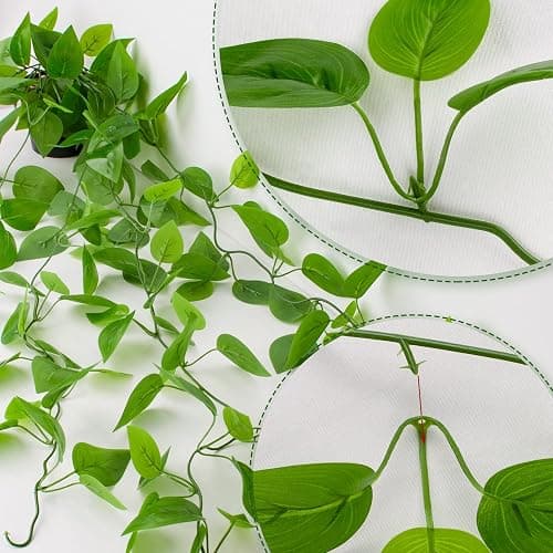 LOYWREE Small Fake Hanging Plant Artificial Potted Plants for Indoor Outdoor Aesthetic - 39in Realistic Faux Hanging Pothos with Ivy Vine for Shelf Decor in Home Office Gardens Greenery (Black Pot) thumbnail 7