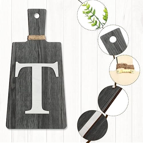 Jetec Cutting Board Eat Sign Set Hanging Art Kitchen Eat Sign Fork and Spoon Wall Decor Rustic Primitive Country Farmhouse Kitchen Decor for Home Decoration(Black, White, Gray) thumbnail 4