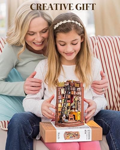 Rolife DIY Book Nook Kits for Adults, Miniature Dollhouse Booknook Kit, 3D Wooden Puzzle Creative Decorative Bookends Bookshelf Diorama Insert Crafts Hobbies Gifts (Silent Corner Study) thumbnail 2