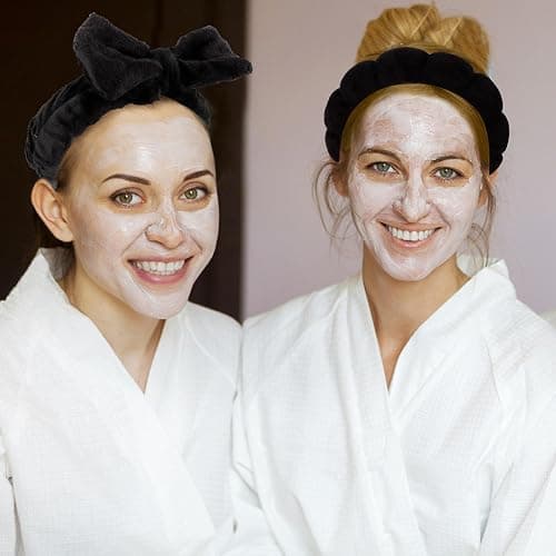 AOPRIE SPA Headbands for Washing Face Makeup Headbands with Bow Hair Band Women Facial Head Band Wrist Towel Wraps For Shower Face Mask Black 2 Style Black, 6 Pack thumbnail 5