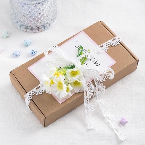 Deozu 4 Yards White Lace Trim, Vintage Crocheted Lace Ribbons, Embroidery Scalloped Edge Laces for DIY Crafts, Bouquet, Sewing, Wedding, Wrapping, Decoration (0.63" Wide) thumbnail 4