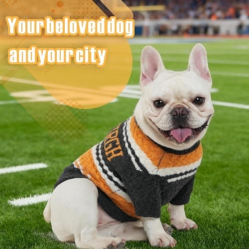 ZOARVEXD Pittsburgh Small Dog Sweater​ Football Theme Turtleneck Knit Dog Sweaters for Small Pets Warm Winter Cat Dog Clothes thumbnail 6