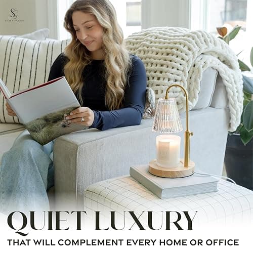 STERN & SPLENDID Adjustable Wood Candle Warmer Lamp for Jar Candles – Large Round Base, Dimmable Electric Candle Melter with Timer, Flameless Candle Heating Lamp with 4 Halogen Light Bulbs thumbnail 7