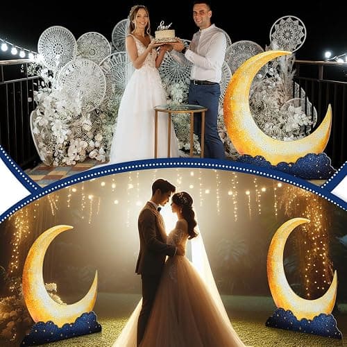 Leinuosen 5 Ft Moon Starry Night Party Decorations Crescent Moon Cardboard Stand up Cutout Large Life Size Twinkle Little Backdrop Prom Party Photo Prop Standup for Movie Night Birthday Homecomings thumbnail 4