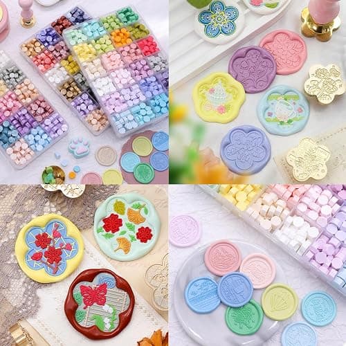 WASOHLING 1200 Pcs Metallic Assorted Color Wax Seal Beads - 48 Colors for Making Seals, Decor for Envelope Letter Wedding Invitation (48 Lattices Kit) thumbnail 4