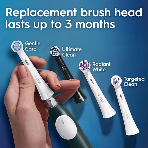 Oral-B Rechargeable Electric Toothbrush, iO2 Starter Kit, 3 Cleaning Modes, Automatic Pressure Sensor to Protect Gums, 2 Brush Heads, Forest Green thumbnail 9