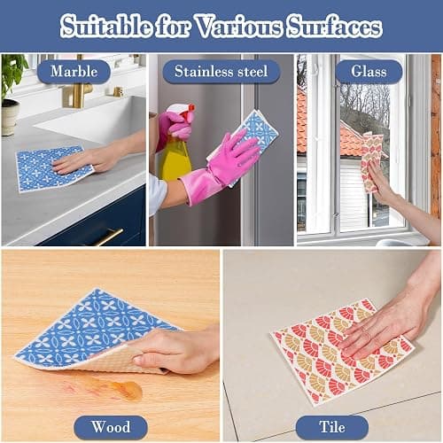 Lucomb 8 Pack Swedish Dishcloths for Kitchen, Reusable Dish Cloth Kitchen Towels Absorbent Sponges Fast Drying Swedish Dish Cloth for Washing Dishes Countertops Tables Cleaning thumbnail 8
