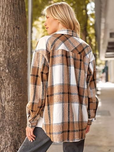 AUTOMET Womens Fall Outfits Fashion Clothes Shackets Flannel Plaid Button Down Long Sleeve Shirts Jackets thumbnail 4
