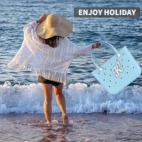 TOYORK Letter Charms for Bog Bag,Decorative Alphabet Bogg Bag Accessories Lettering Insert Charm Compatible with Bogg Bag Original Models,Charms for Rubber Beach Tote Bag White K thumbnail 4