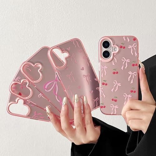 ZTOFERA for iPhone 17 Case,Cute Pink Ribbon Bow Tie Aesthetic Phone Case,Trendy Slim Hard IMD Shockproof Protective Bumper Phone Cover for Women Girls,Bow thumbnail 8