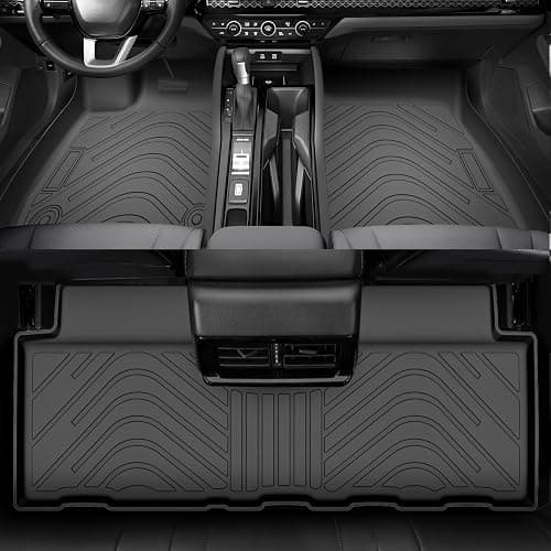 Runine Carbon Fiber Floor Mats for 2018-2024 Chevrolet Equinox/GMC Terrain (Not for EV), All Weather Protection TPE Car Mats Custom Car Liners Accessories, Front & 2nd Row Floor Liners Set thumbnail 2