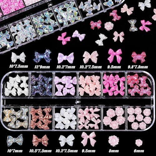 Nail Charms and Gems, Charms for Nails Design Kit with 10 Boxes 3D Nail Charms Colorful Clear Flatback Rhinestones Pearls,Diamonds,Picker Tools,Rhinestone Stickers thumbnail 9