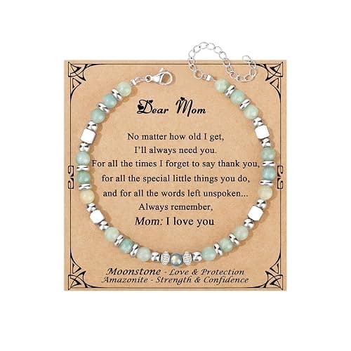 𝗚𝗶𝗳𝘁𝘀 𝗳𝗼𝗿 𝗪𝗼𝗺𝗲𝗻 𝗠𝗼𝗼𝗻𝘀𝘁𝗼𝗻𝗲 𝗕𝗿𝗮𝗰𝗲𝗹𝗲𝘁 Amazonite Colorful Imperial Jasper Stainless Steel Beads Bracelets, Graduation Mothers Day Christmas Birthday Gifts for Her Women - Image 1