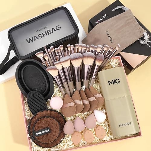 MAANGE Makeup Brush Set 51 PCS Professional Makeup Brushes Soft Foundation Powder Eyeliner Eye Shadow Makeup Brushes Set Travel Make up Brush Kit (Champagne) thumbnail 2