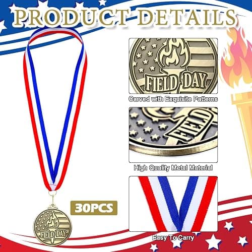Quelay 30 Pcs 2'' Gold Awards Medals Bulk Winner Medals with Neck Ribbons Encourage Team Participation for Adults Trophy Award Prize Gift Competitions Graduation Party thumbnail 3