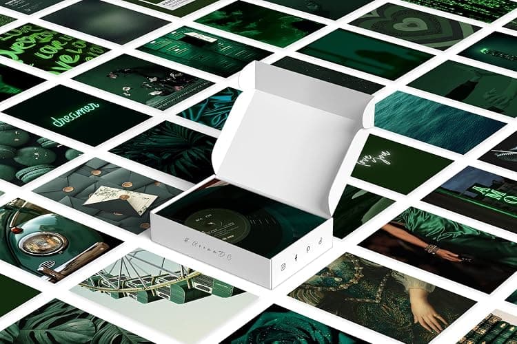 Y2K BOO Dark Green Wall Collage Kit - 50 Aesthetic Posters for Room Decor, Perfect for Dorms and Bedrooms, Stylish Dark Green Wall Art for Teen Girls and Cozy Spaces - Dark Green - Set of 50 thumbnail 5