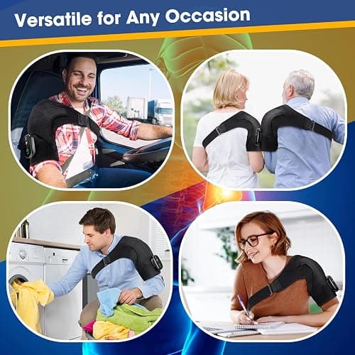 Cordless Shoulder Heating Pad with Massage, Heated Shoulder Wrap with Massage for Rotator Cuff Shoulder Brace, Shoulder Massager for Pain Relief Deep Tissue, Black thumbnail 4