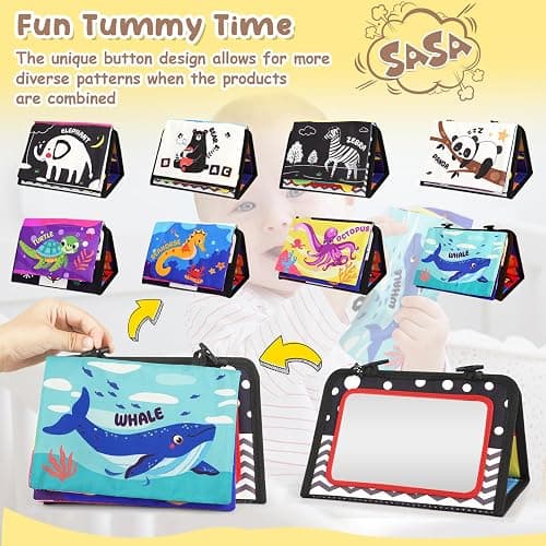 URMYWO Tummy Time Toys - Black and White Baby Toys - Baby Mirror - High Contrast Baby Toys for Newborn Brain Development - Infant Sensory Toy 0-3-6-12 Months - Visual Stimulation Montessori Toy Gift thumbnail 3