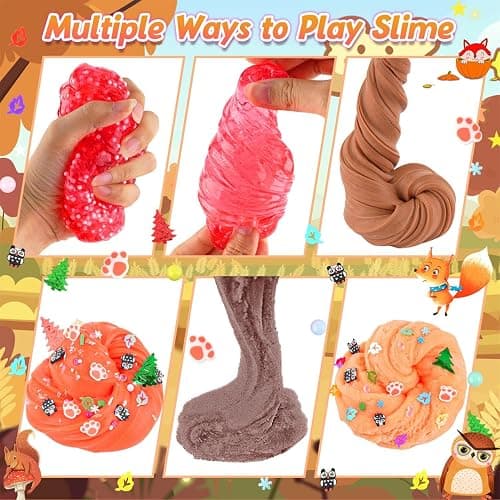 LAWOHO 6 Packs Forest Slime Kit - Clear, Butter, Cloud Slime Making Kit, Slimes for Kids with Animal Add-ins, 360ml Slimes Kits for Boys & Girls Birthday Halloween Christmas Easter Gifts Party Favors thumbnail 6