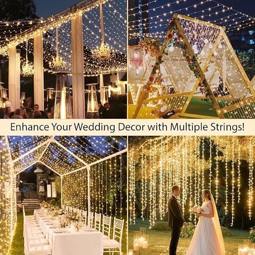 suddus Christmas Lights Outdoor, 66 ft 200 LED Plug in Warm White Fairy String Lights with Remote, Twinkle Lights for Bedroom, Indoor, Tree, Dorm, Wedding, Outside, Backyard Decorations thumbnail 6