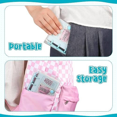 Mafegu Mini Money Saving Binder with 25 Envelopes, $1000 Savings Challenge Book, Portable for Budgeting Cash Planner,School Class Prize Gift (Purple, $1000) thumbnail 6
