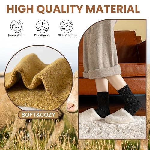 Pleneal Wool Socks for Women - Womens Wool Socks Winter Warm Cozy Knit Sock for Women Men thumbnail 7