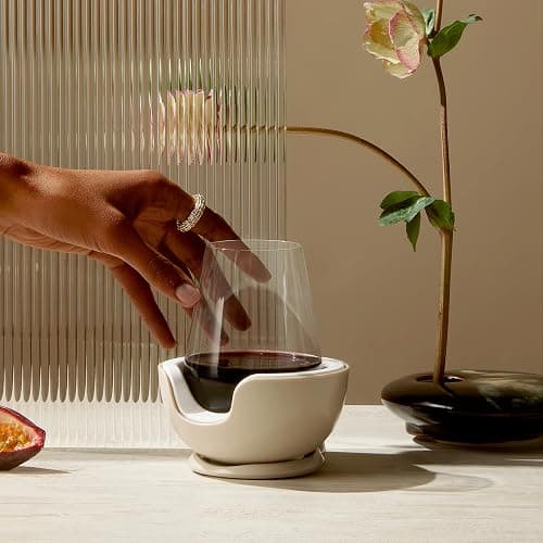VoChill Stemless Wine Glass Chiller | Keep the Chill In Your Glass | Made In USA | Separable & Refreezable Chill Cradle | Actively Chills Stemless Glassware | Sand, Single Stemless thumbnail 2