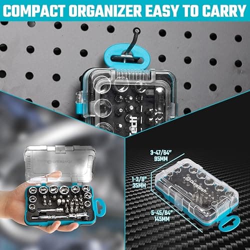 DURATECH 33-Piece 1/4" Drive Socket and Ratchet Set | 2 in 1 Flex Head Ratchet with Magnetic Bit Driver, CR-V Steel Sockets & Bits, Storage Case thumbnail 7