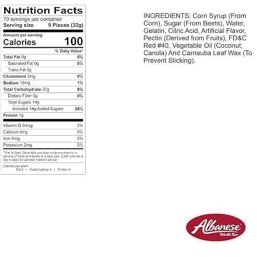 Albanese Candy, Wild Cherry Gummi Bears, 5-pound Bag | Soft and Chewy Gummies, Gluten Free, Fat Free | Natural Flavor & Color | Perfect for Birthday Parties and the Classroom thumbnail 2