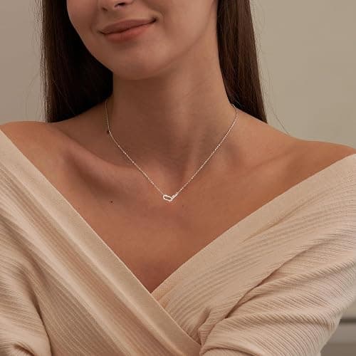 Freekiss Gold Pendant Necklace for Women, Dainty Diamond Necklaces for Women Simple 14K Gold Plated Paperclip Choker Necklaces Cute Minimalist Open Oval Necklaces Gold Jewelry for Women Gifts - Silver - CZ Paperclip-silver thumbnail 5