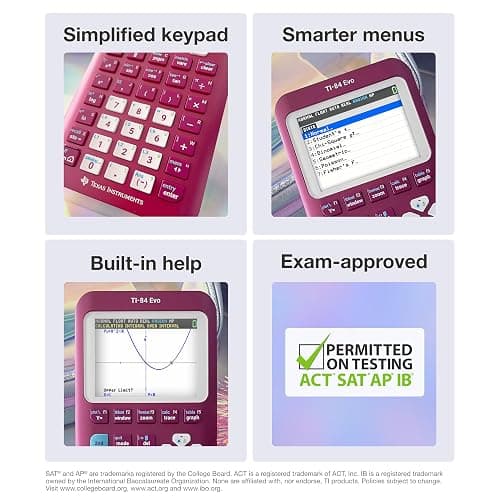TI-84 Evo Graphing Calculator Texas Instruments, Raspberry | Intuitive Icon-based Homescreen, USB-C Charging, Python Programming, Faster Performance, Bigger Graphs than TI-84 Plus CE thumbnail 5